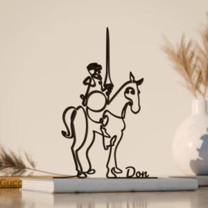 Personalized Don Quijote Plastic Line Art Literature Figure Minimalist Sculpture with Custom Name for Home Office Desk Decor Shelf Display