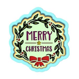 Merry Christmas Mistletoe Cookie Cutter Black cookie Stamp and Stencil Set for Holiday Cookies, Festive Mistletoe and Christmas Tree Fondant Cutter, Sugar Cookie Mold, Dessert Decorati