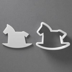 Black Rocking Horse Cookie Cutter Mini To Large cookie Baby Shower Toy Shape Polymer Clay Jewelry And Earring Cutter Tool Mirrored Pair Set For Infant Crafting Baking And DIY Projects