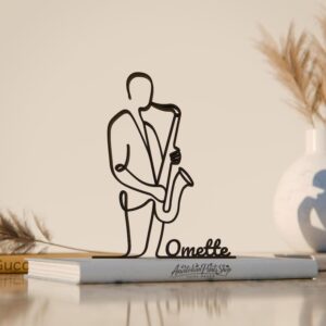 Saxophonist Plastic Minimal Line Art Sculpture Music Decor Figure for Living Room Desk Shelf Bedroom Home Office Interior Styling