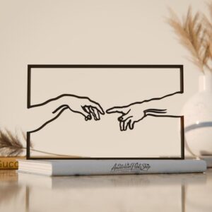 Creation of Adam Line Art Figure Plastic Personalized Art Decor Gift with Custom Name Minimal Home Display Sculpture for Living Room Office Shelf Study Desk Art Lover India
