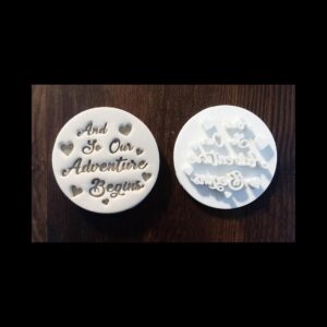 And So Our Adventure Begins Embosser Stamp for Cookies Cupcakes Fondant Wedding Engagement Valentines Day Love Theme Baking Tool for Romantic Dessert Decoration and Gift Packaging