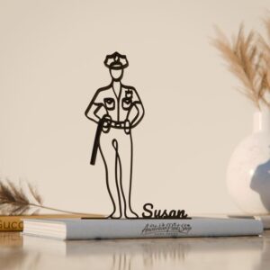 Female Police Officer Minimal Line Art Figure Plastic Duty Inspired Decor Gift for Desk Shelf Home Office Modern Interior Art Display for Everyday Use India