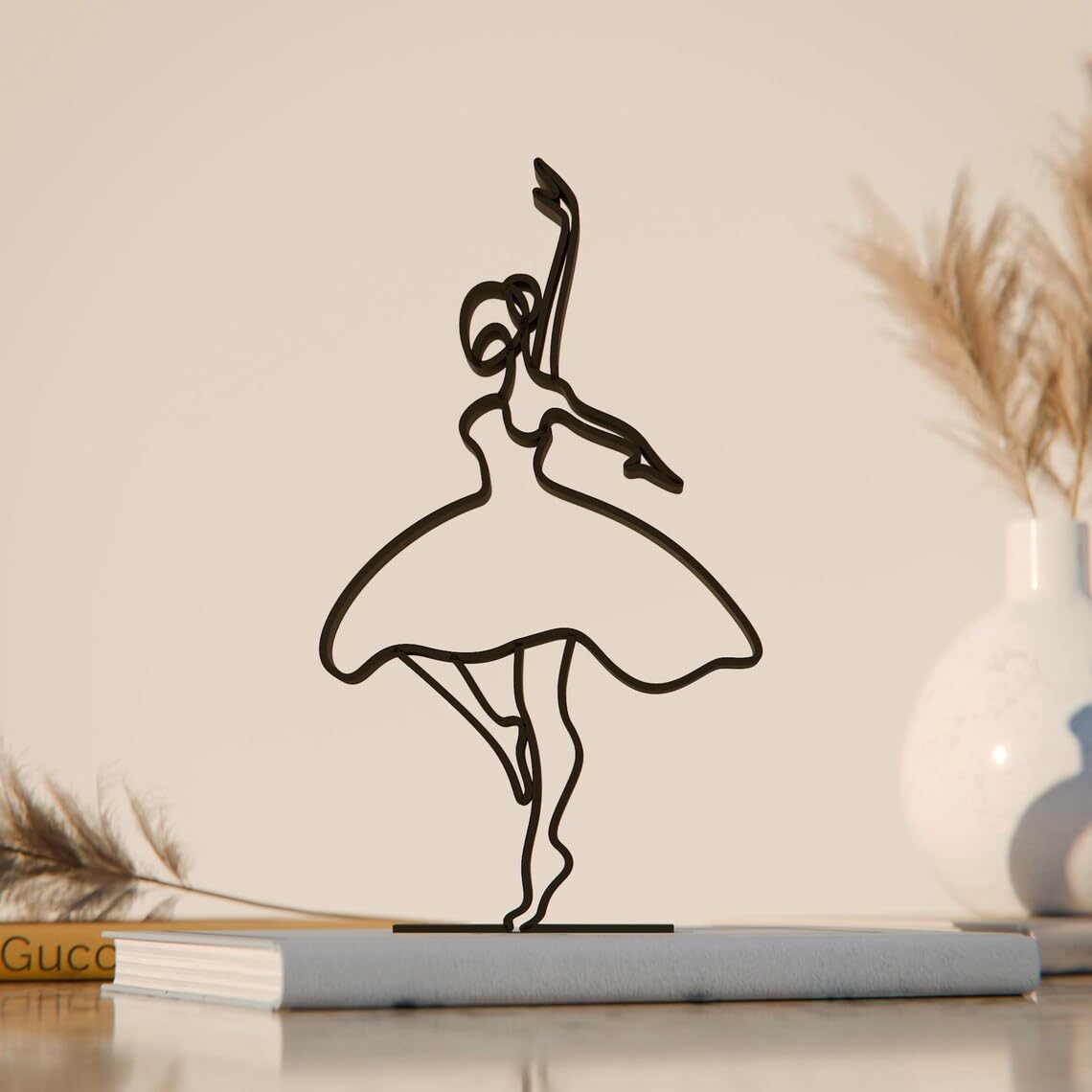 Unique Ballerina 02 Line Art Figure Statue Sculpture Custom Minimalist Home Decor Gift Idea for Dance Enthusiasts Elegant and Modern Ballet Art for Any Space