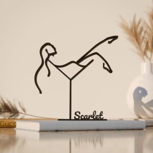 Personalized Cocktail Woman Inspired Line Art Figure Plastic Custom Name Modern Decor Gift for Home Office Desk Shelf Interior Styling India