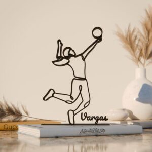 Personalized Volleyball Player Line Art Figure Plastic Name Decor Sports Action Inspired Gift Idea Minimal Art Statue for Desk Shelf Home Office Display Modern Interior India