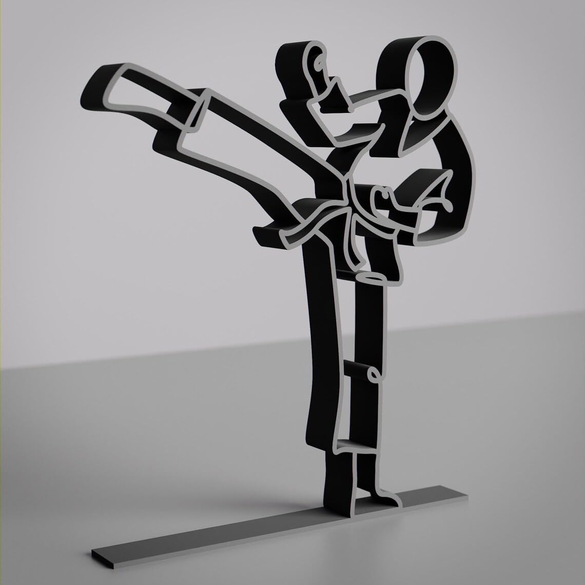 Personalized Karate Inspired Line Art Figure Plastic Name Display Martial Arts Decor Gift for Home Office Desk Shelf Minimal Modern Interior India - Image 3