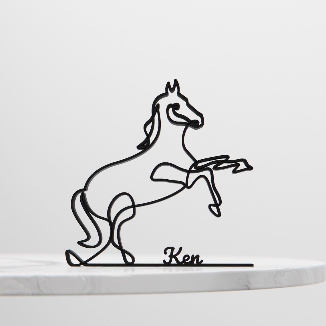 Prancing Horse Plastic Line Art Figure Minimalist Animal Sculpture for Home Decor Desk Shelf Living Room Bedroom Office Nature Inspired Interior Display - Image 4