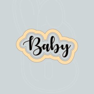 Black Baby Cookie Cutter Set with Baby Hand Lettered Word Plaque Stamp for Shower Baking Supplies Homemade Cookies Fondant Cake Decorating Party Favors and Celebration Treats for Baby E