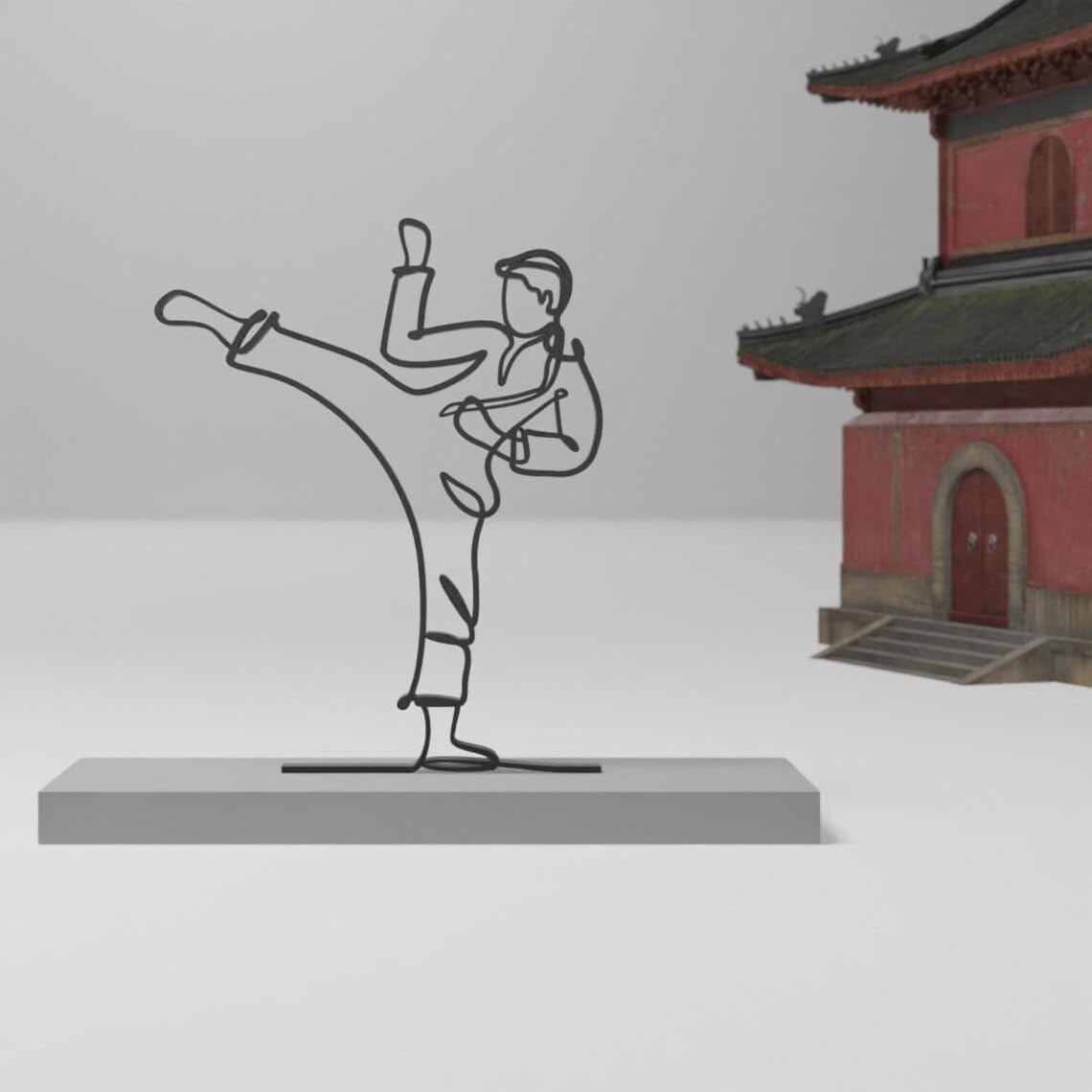 Martial Arts Statue Sculpture of Taekwondo Practitioner, Custom line Art Figure for Karate and kung fu Fans, Minimalist Home or Office Decor, Thoughtful Gift for Martial Arts Practitioners