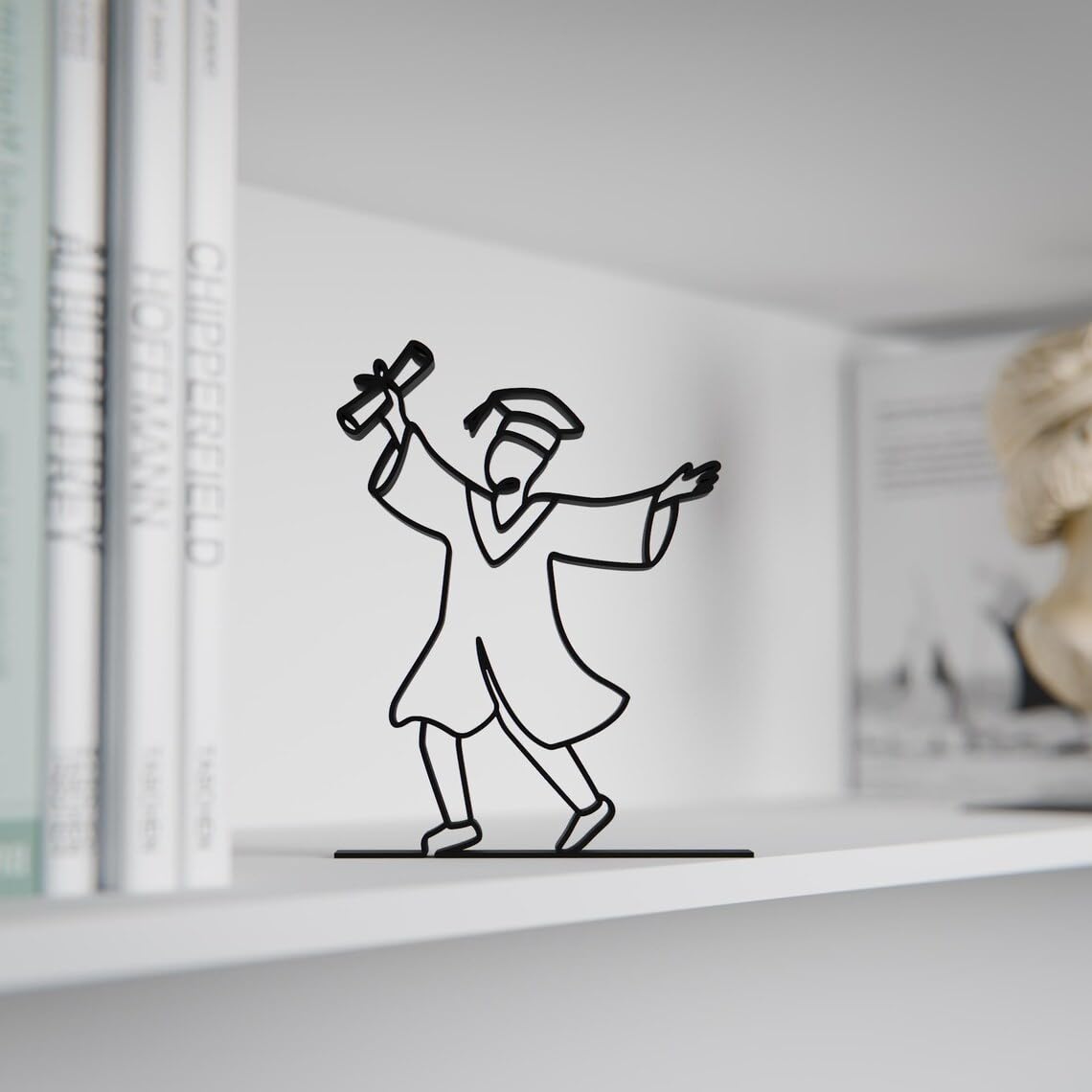 Personalized Black Graduate Line Art Figure cookie Sculpture Custom Graduation Gift Idea Unique Minimalist Home Decor Artistic Decoration Handcrafted Style Personalized Figurine Academ - Image 5
