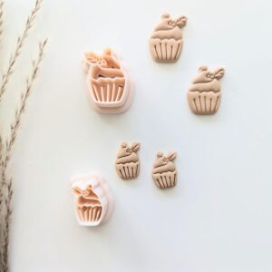 Christmas Cupcake Imprint Cutter with Holly Leaf Design for Holiday Polymer Clay Earrings Clay Jewelry Making Festive Ornament Decorations Cupcake Clay Cutter for Christmas Crafts