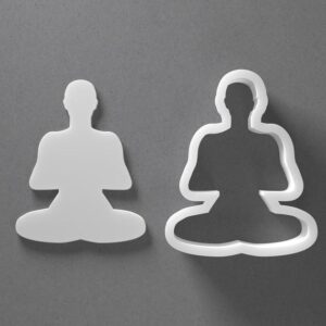 Black cookie Lotus Pose Cookie Cutter Buddhism Zen Meditation Shape for Polymer Clay Jewelry Earrings Biscuit Fondant Craft Tool Mirrored Pair Suitable for Mini Medium Large Use