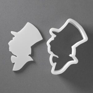 Black Mad Hatter Alice In Wonderland Cookie Cutter From Mini To Large Shape Polymer Clay Jewelry Earring Cutter Tool Mirrored Pair Set cookie Baking Fondant Biscuit Craft Art