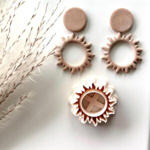 Flaming Sun Cutout Earring Cutter for Polymer Clay Jewelry Making Sunburst Clay Earring Cutter for Unique Pendant Designs Clay Jewelry Craft Tool Cookie Clay Cutting Mold