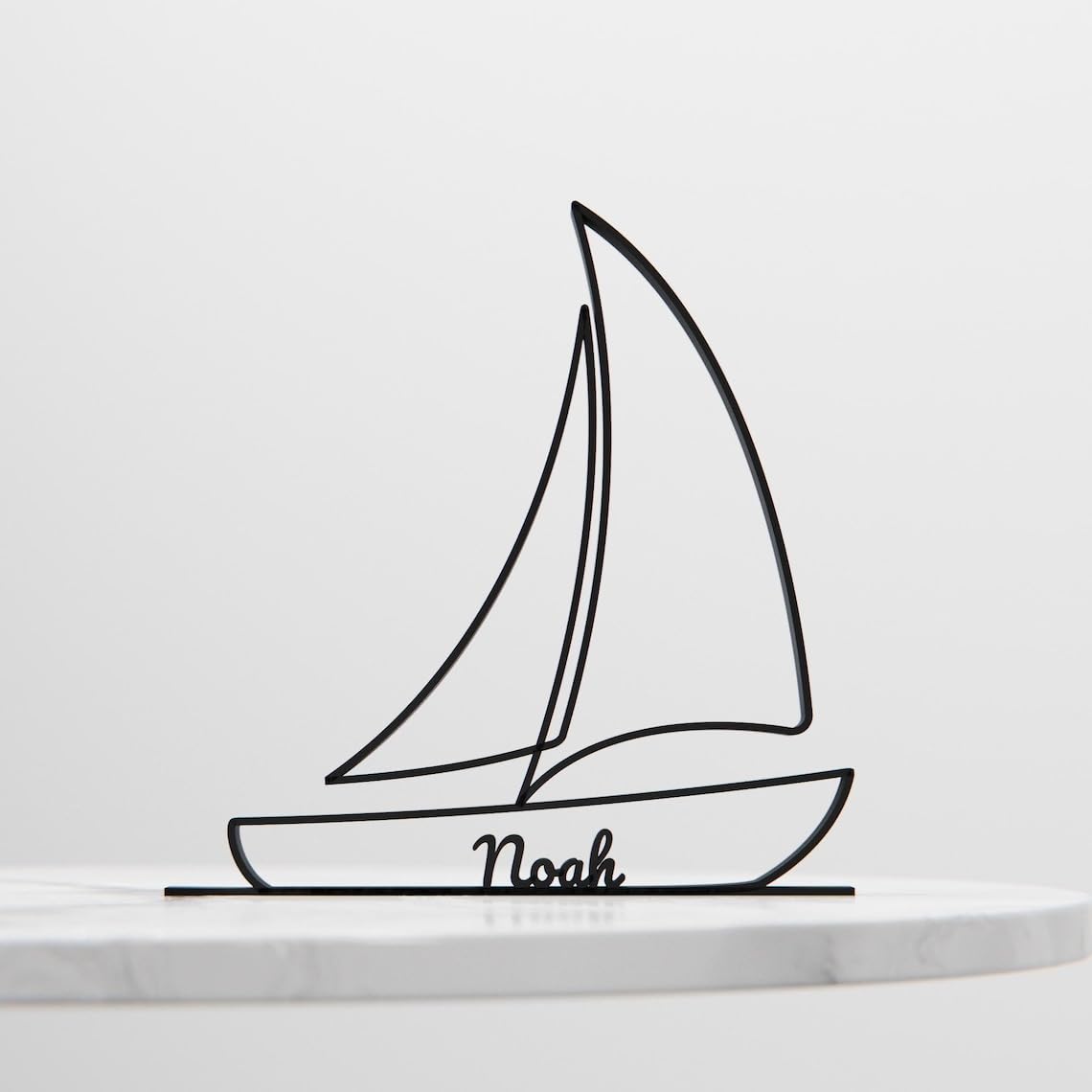 Personalized Sailboat Minimal Line Art Figure Plastic Name Decor Gift for Desk Shelf Home Office Modern Interior Ocean Travel Inspired Display India - Image 5