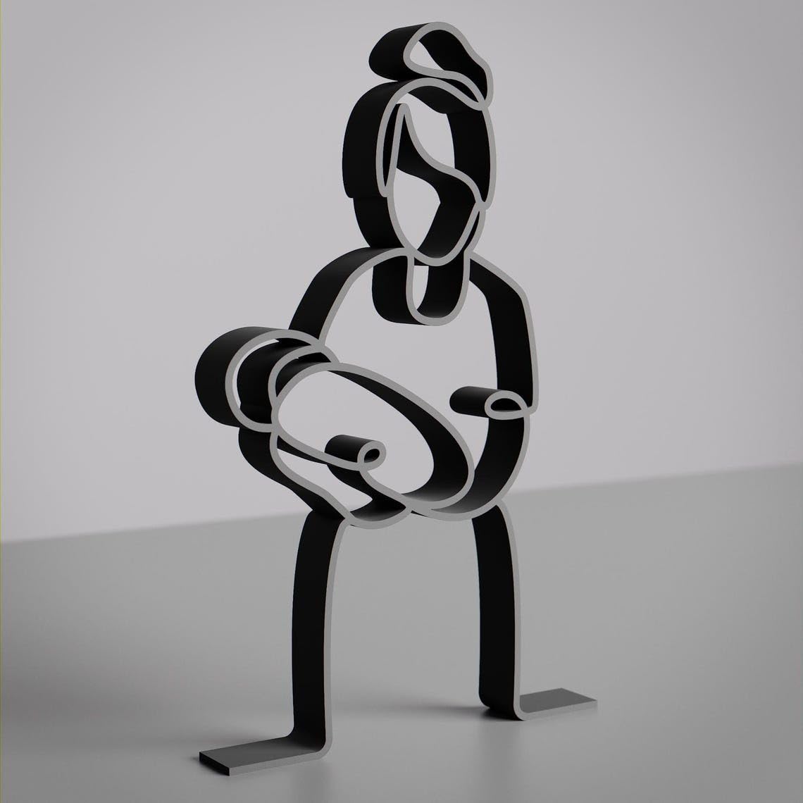Customized Black Midwife Plastic Line Art Sculpture for Maternity Ward and Hospital Decor, Personalized Nurse Gift, Modern Minimalist Medical Artwork for Clinic Desk and Healthcare Professional India - Image 3