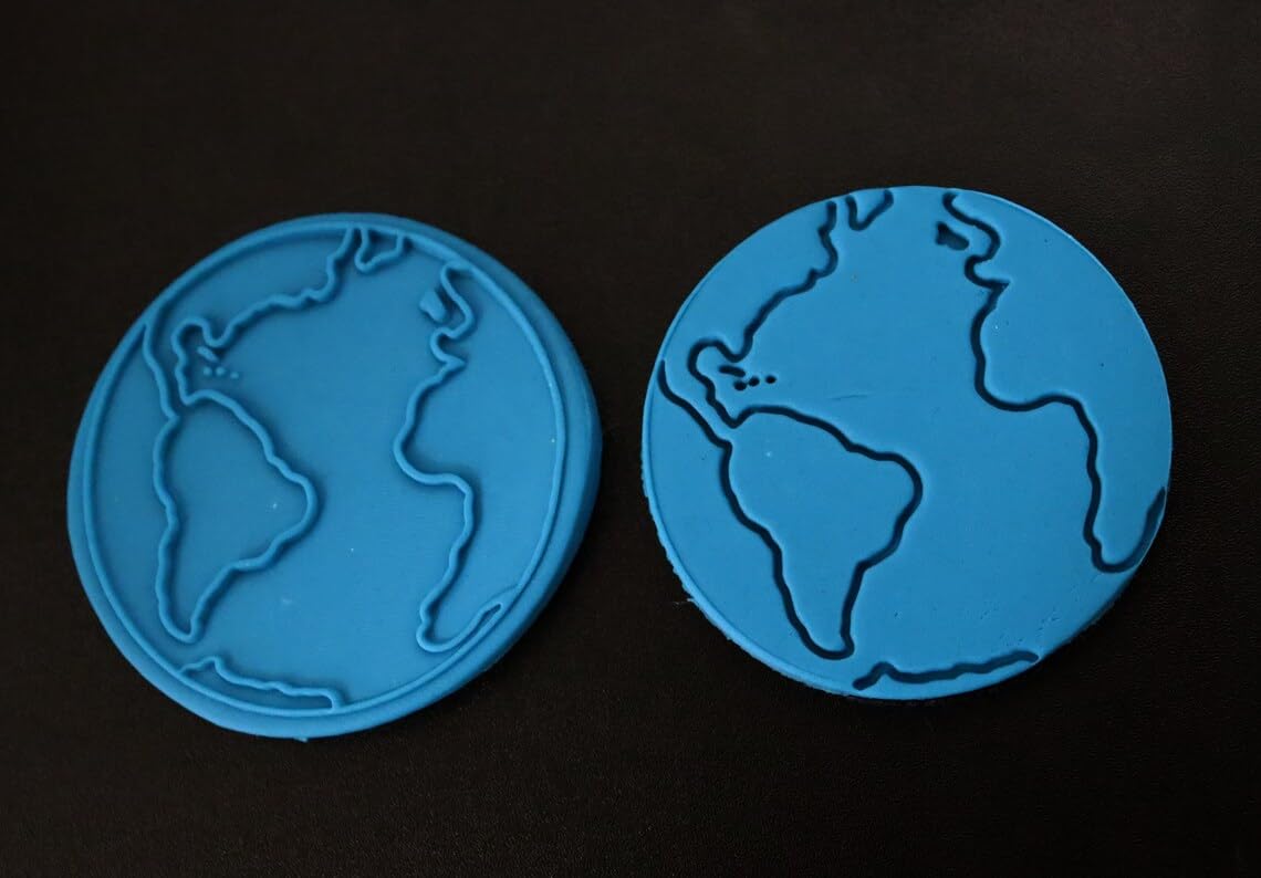 Space Themed Planet Earth Cookie Cutter 2-Piece Black Plastic India Fondant Biscuit Stencil Mold Sharp Edges Solar System Party Treat Decoration Tool - Image 4