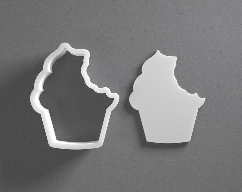 Black cookie Bitten Cupcake Food Cookie Cutter Set for Polymer Clay Jewelry Earrings Biscuit Fondant Craft Tool Mirrored Pair Suitable Mini Medium Large Sizes for Baking DIY Projects - Image 2