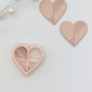 Heart Earring Imprint Cutter for Polymer Clay Earrings with Angled Line Design Valentine Jewelry Making Tool Clay Jewelry Cutter for DIY Handmade Accessories and Craft Projects