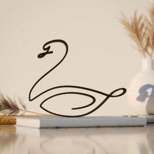 Swan Plastic Line Art Bird Figure Minimalist Sculpture for Home Office Desk Decor Elegant Nature Theme Shelf Display for Modern Interior Spaces