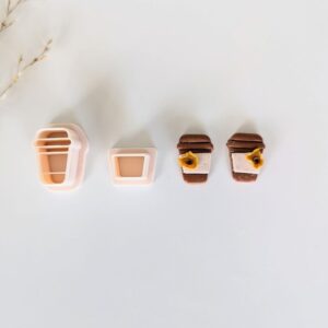 Cafe Coffee Cup Cookie Clay Earring Cutter Set for Fall-Themed Jewelry, Durable Polymer Clay Cutters for Crafting Coffee Cup Earrings, Trendy Clay Jewelry Cutters for Handmade