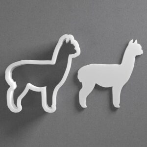 Black Alpaca Cookie Cutter Llama Animal Shape for Baking Fondant Biscuit Polymer Clay Jewelry Earrings Craft Tool Mirrored Pair Set Reusable Farm Theme Gift Decor