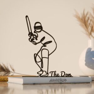 Black Personalized Cricket Player Custom Name Line Art Sculpture Modern Sports Decor Creative Cricketer Accent for Home Office Shelf Table Studio Living Room Interior Styling for Cricket Fans