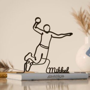 Handball Player Personalized Line Art Figure Plastic Sports Home Decor with Custom Name Detail for Team Sport Lovers Desk Shelf Table Living Room Office Display Athletic Accent India