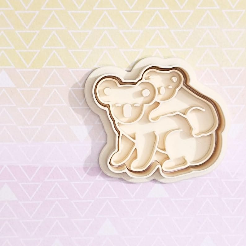 Koala with Baby Cookie Cutter Set for Animal Theme Baking Fondant Sugar Paste Cupcake Decoration Cute Wildlife Cookies DIY Crafts Australian Forest Party Favors for Kids and Family