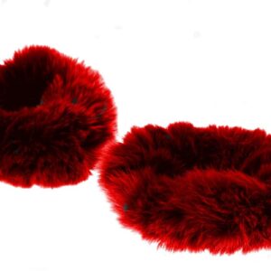 2 Pairs Feather Slap Bracelet Cuffs for Women Furry Slap on Wrist Bangle Fluffy Wristbands for Party Decoration One Size (Red)