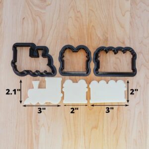Train Outline Cookie Cutter Set (3) Cookie for Fondant, Clay, Dough, Choo Choo Train Theme Birthday Cookie Set, Perfect for Train Enthusiast, Made in India
