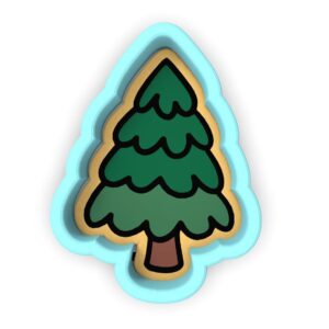Christmas Pine Tree Cookie Cutter Black cookie Stamp and Stencil Set for Holiday and Winter-Themed Cookies, Pine Tree Fondant Cutter, Sugar Cookie Mold, Dessert Decorating Supplies Ind