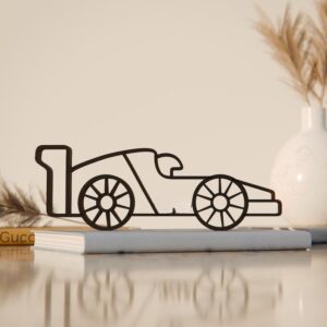Black F1 Racer Line Art Figure Modern Minimal Racing Sculpture Creative Motorsport Display Accent for Home Office Studio Table Shelf Living Room Interior Styling Decor for Racing Fans