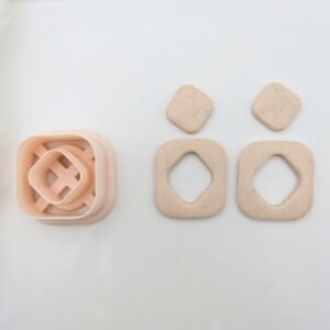 Rounded Square Diagonal Combo Earring Cutter Set for Polymer Clay Jewelry Making Cookie Clay Jewelry Cutters for Geometric Earring Designs and Modern Artisan Accessories Craft Tool