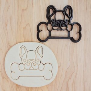 French Bulldog and Boston Terrier with Bone Cookie Cookie Cutter Perfect for Dog Lovers, Frenchie, Bulldog, and Boxer-Themed Baking, Fondant, or Clay Craft Projects in India