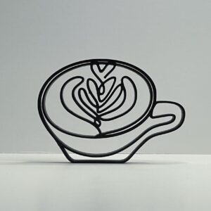 Minimalist Coffee Cup Line Art Decor India Statue Abstract Coffee Sculpture for Home Office Shelf and Wall Art Unique Gift Idea for Coffee Lovers and Decor Enthusiasts