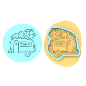 Christmas Camper Black Cookie Cutter Stamp Stencil Cookie Holiday Baking Tool Festive Cookies Winter Party Treats Camper Van Design Kids Activity Christmas Desserts Fondant Cake Decora