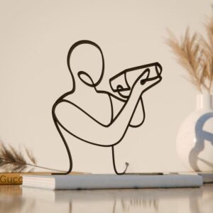 Black Bartender Plastic Line Art Figure Modern Mixology Inspired Sculpture Minimalist Home Bar Decor Shelf Table Display Creative Gift for Cocktail Lovers Hospitality Enthusiasts Stylish Office