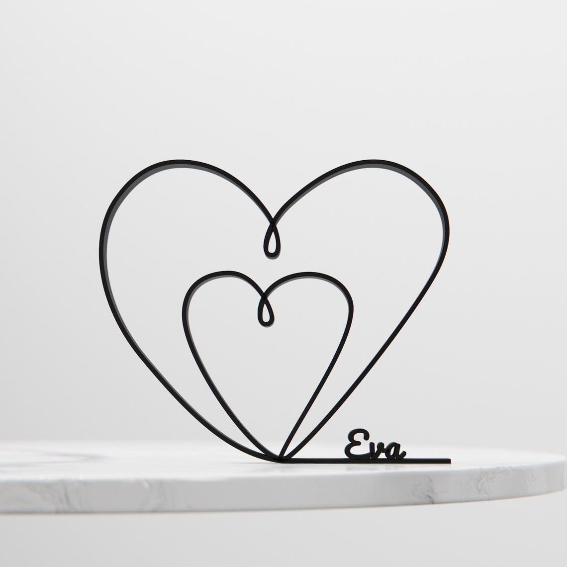 Heart Plastic Line Art Love Figure Minimalist Sculpture for Home Office Desk Decor Shelf Display Romantic Interior Accent - Image 4