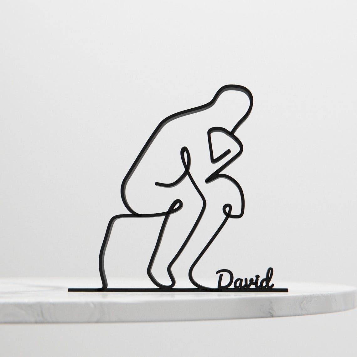 The Thinker Minimal Line Art Figure Plastic Philosophy Inspired Decor Gift for Desk Shelf Home Office Modern Interior Art Display for Everyday Reflection India - Image 4