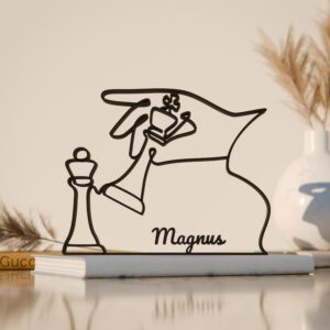 Personalized Chess Player Plastic Line Art Sculpture for Chess Enthusiasts, Custom Minimal Artistic Gift, Modern Intellectual Home Decor Ornament India