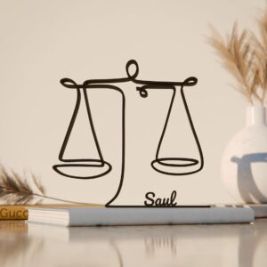 Personalized Libra Minimal Line Art Figure Plastic Name Zodiac Balance Decor Gift for Desk Shelf Home Office Modern Interior Art Display India