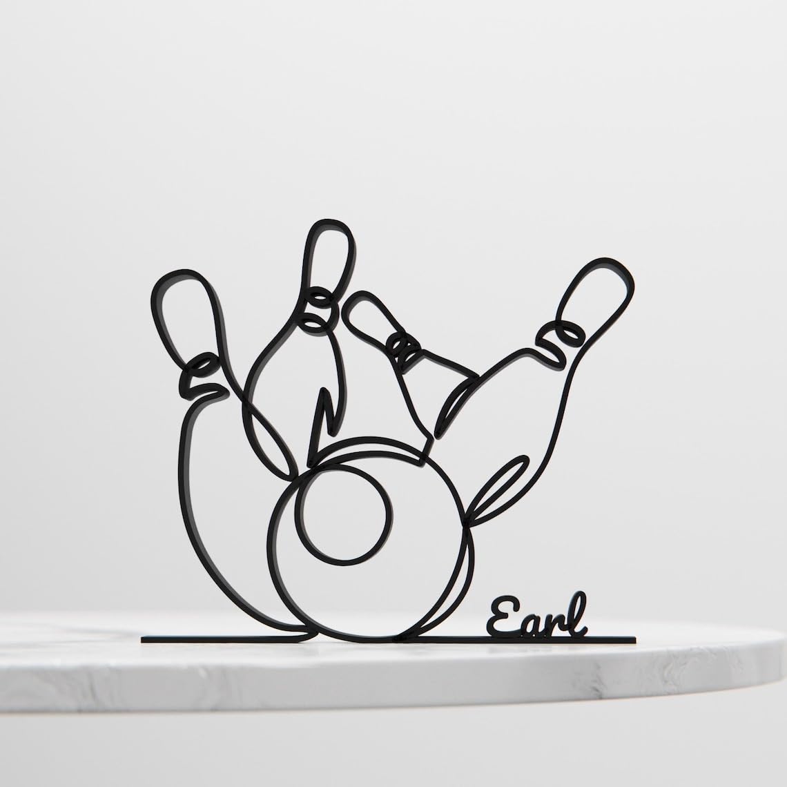 Personalized Bowling Plastic Minimalist Line Art Sculpture Custom Name Sports Decor Figure for Home Office Desk Shelf Thoughtful Bowling Theme Display - Image 4