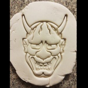 Black Japanese Hannya Mask Cookie Cutter Cookie India Folklore Theme Biscuit Cutter for Halloween Baking Scary Demon Treats Traditional Oni Cookies Horror Party Snacks Japanese Culture