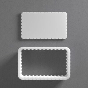Black Scalloped Rectangle Cookie Cutter Square Shape for Baking Fondant Biscuit Polymer Clay Jewelry Earrings Craft Tool Mirrored Pair Set Reusable Party Decor Gift
