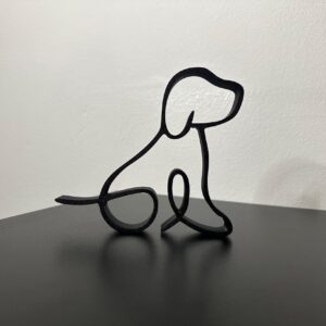 Statue Wire Frame Dog Puppy Sculpture Minimalist Style One Line Art Figurine Gift for Dog Lovers Decorative Home Ornament Tabletop Shelf Accent for Pet Inspired Decor