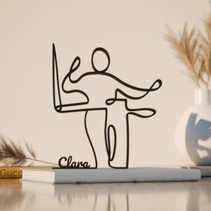 Black Theremin Player Personalized Plastic Line Art Figure Custom Name Musician Sculpture Modern Electronic Music Inspired Decor Artistic Home Office Desk Display Unique Theremin