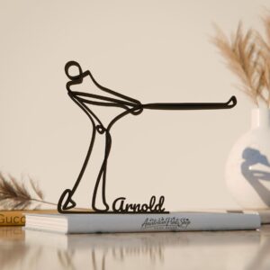 Golf Player Line Art Figure Plastic Personalized Sports Decor Gift with Custom Name Minimal Home Display Sculpture for Living Room Office Shelf Club Desk Golf Lover India