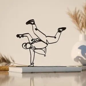 Hip Hop Dancer Line Art Decor Figure Plastic Breakdance Action Inspired Art Display Statue for Desk Shelf Home Office Interior Styling Dance Theme India